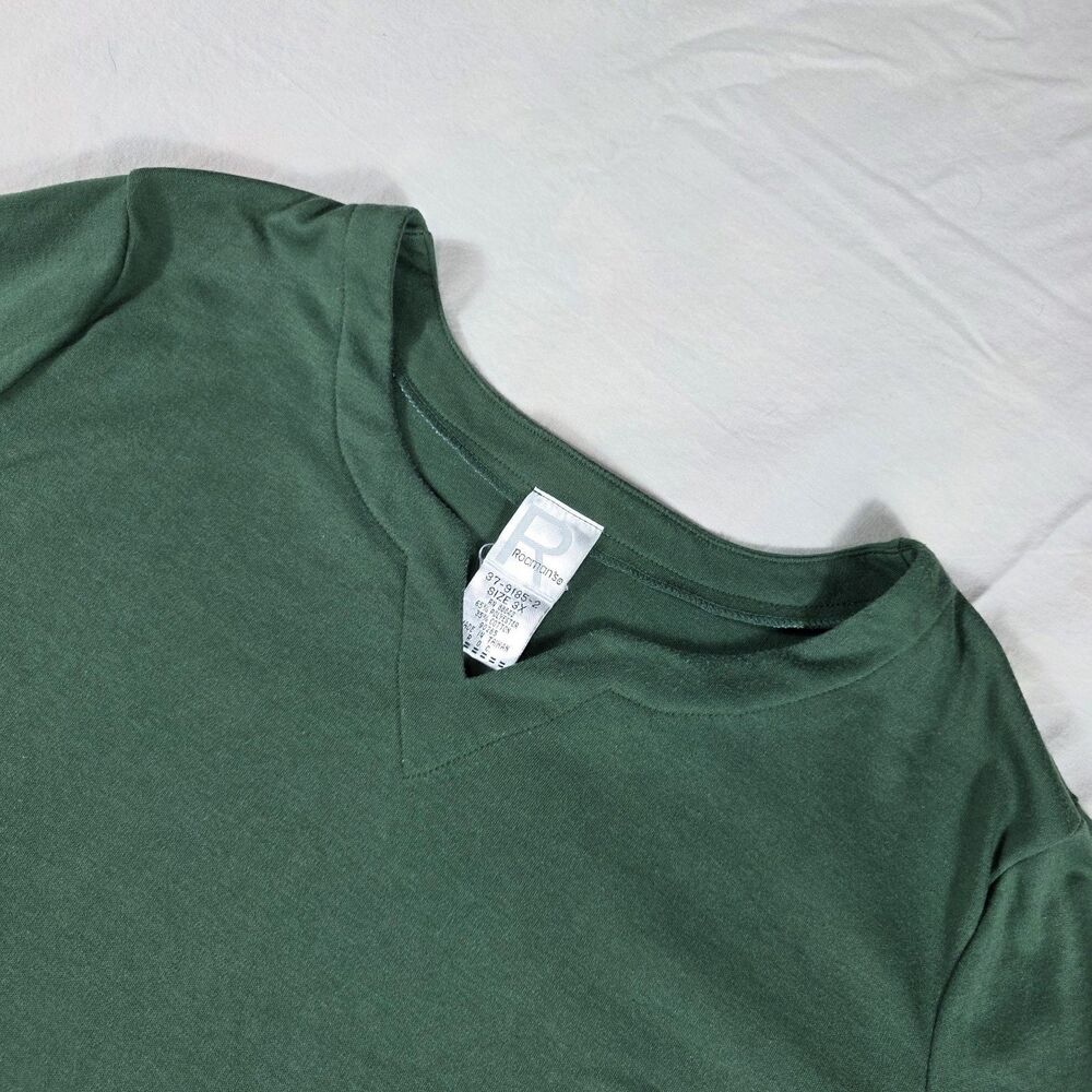 Roaman's 3/4 Sleeve Tee Women's Plus Size 3X Hunter Green V Notch Crew Neck